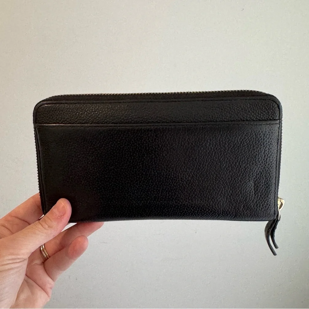 Kate Spade Large Black Pebbled Leather Continental Sienne Logo Wallet‎